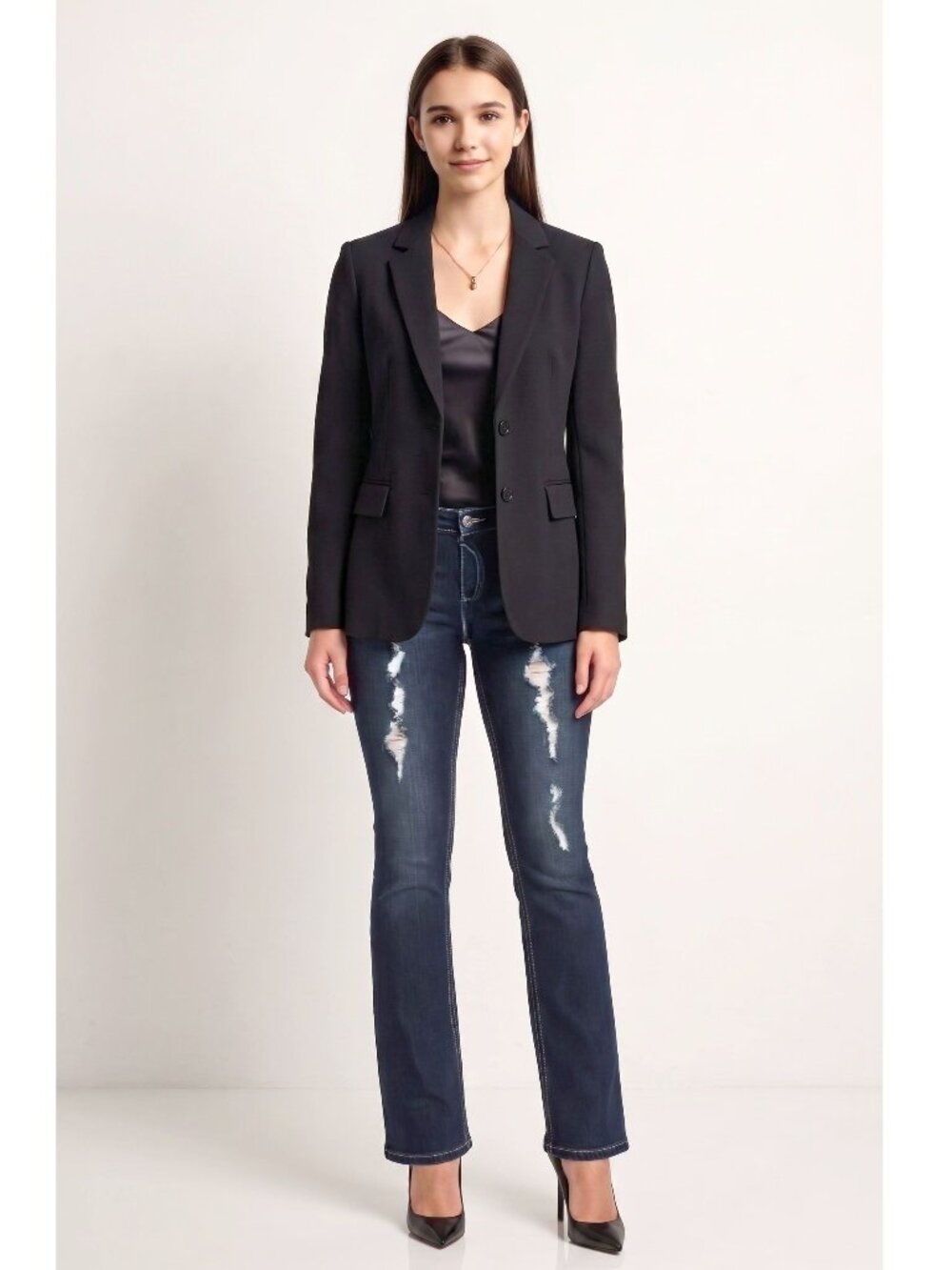 TRUE ROCK Mid-Rise Blue Jeans Size 17/18 Embellished Distressed Patched (34X30)